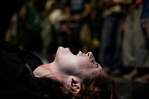 Israel-Hamas war: A demonstrator shouts during a protest demanding a cease-fire deal in Jerusalem